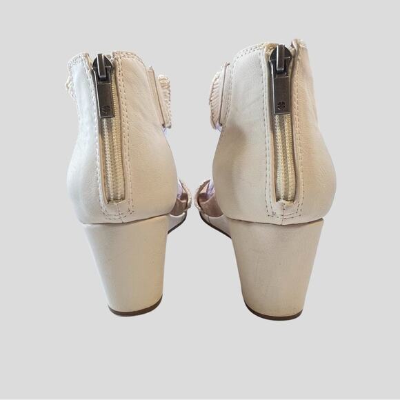 Lucky Brand Kaydyn Crochet Wedge Sandals Platform Open Toe Sandshell Size 8.5 - Picture 4 of 14